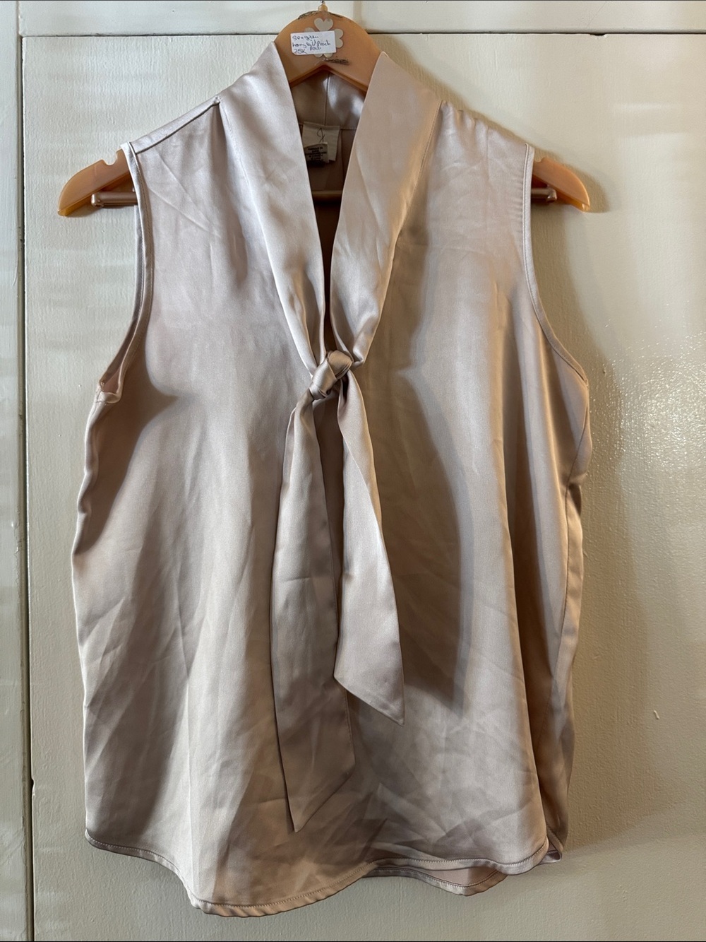 Joie Satin Tie-Neck Sleeveless Camisole in Cream Small